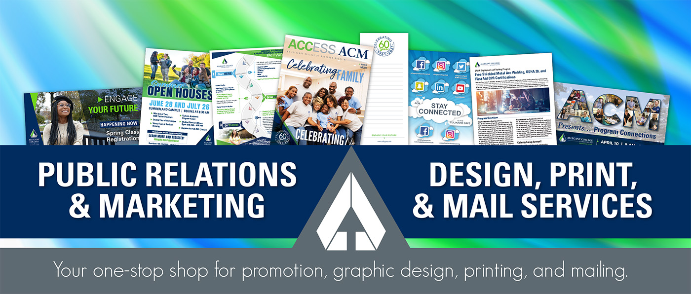 ACM Public Relations & Marketing Design, Print, & Mail Services - Your one-stop shop for promotion, graphic design, printing, and mailing.